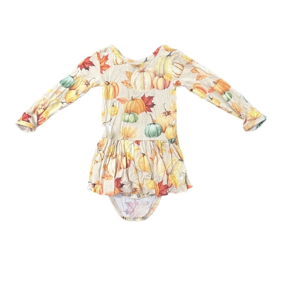 Kids Casual Dress Autumn Leaves